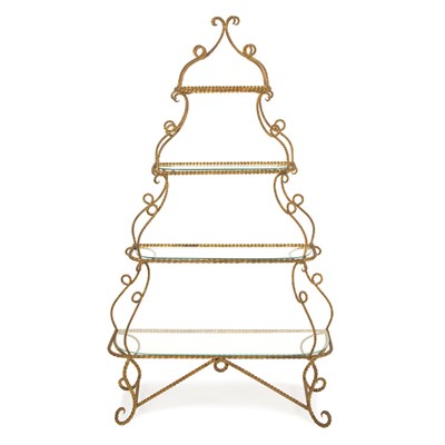 Lot 94 - Gilt Wrought Iron and Glass Etagere Height 66...