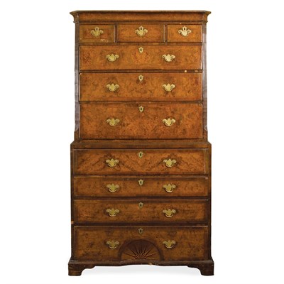 Lot 97 - George II Inlaid Walnut Chest on Chest In two...