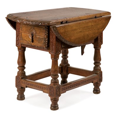 Lot 1 - Continental Baroque Style Walnut Drop-Leaf...