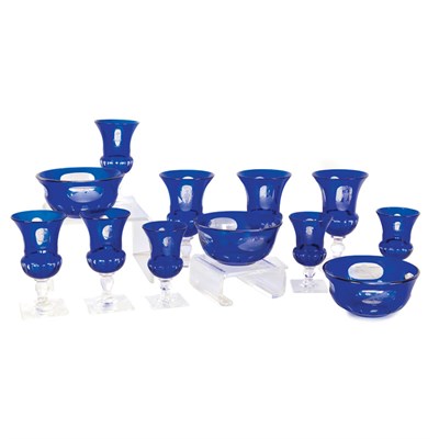 Lot 246 - Blue Cut to Clear Glass Service Comprising...