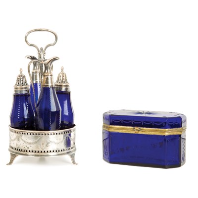 Lot 96 - Sheffield Silver Plated and Cut Cobalt Glass...