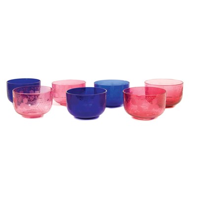 Lot 193 - Set of Four Cut Pink Glass Bowls; Together...