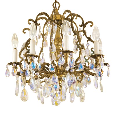 Lot 77 - Rococo Style Gilt-Metal and Cut Glass...