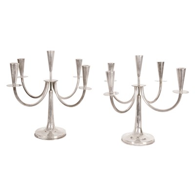 Lot 205 - Pair of Mexican Sterling Silver Five-Light...