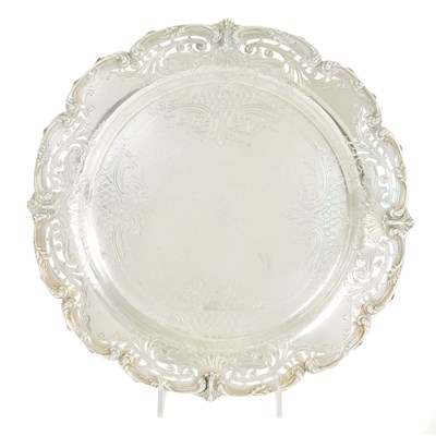 Lot 34 - Sterling Silver Tray With a molded and pierced...