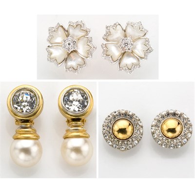 Lot 415 - Group of Three Pairs of Costume Earclips