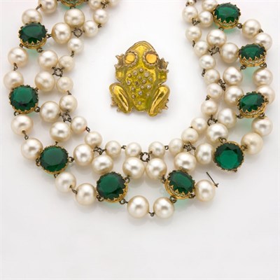 Lot 561 - Group of Costume Jewelry and Carved Jade Bracelet
