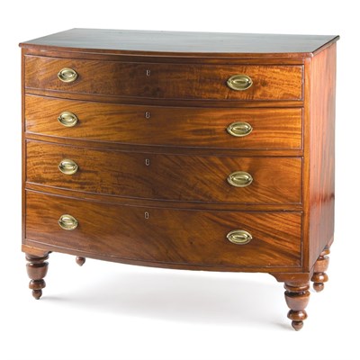 Lot 246 - Federal Mahogany Bow Front Chest of Drawers...