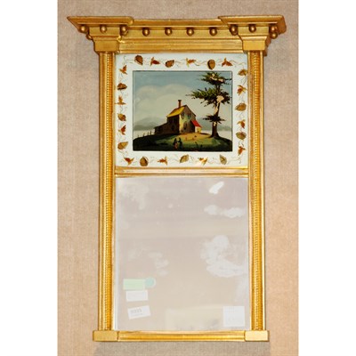 Lot 133 - Federal Gilt Framed Mirror With an eglomise...