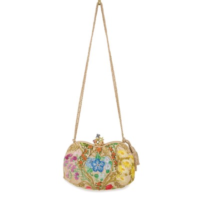 Lot 437 - Judith Leiber Embroidered Evening Bag Beige...