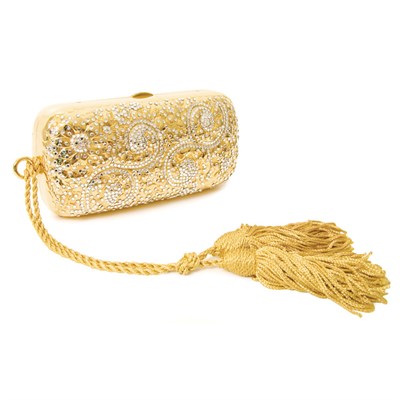 Lot 442 - Judith Leiber Bright Gold Minaudiere with...