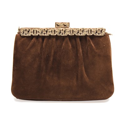 Lot 436 - Judith Leiber Brown Suede Envelope Clutch The...