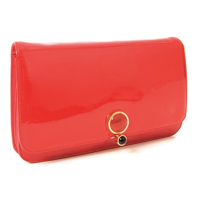 Lot 464 - Judith Leiber Red Patent Envelope Clutch...
