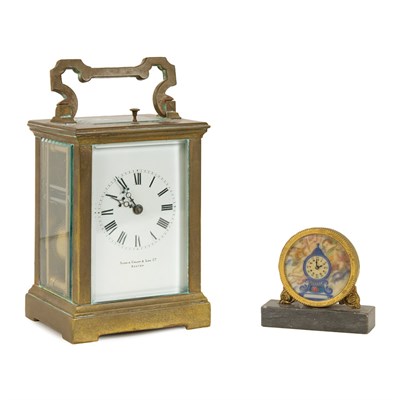 Lot 89 - Brass Carriage Clock Retailed by Shreve, Crump...