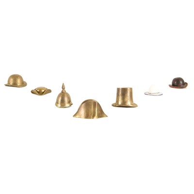 Lot 252 - Group of Five Brass Miniature Hats; Together...