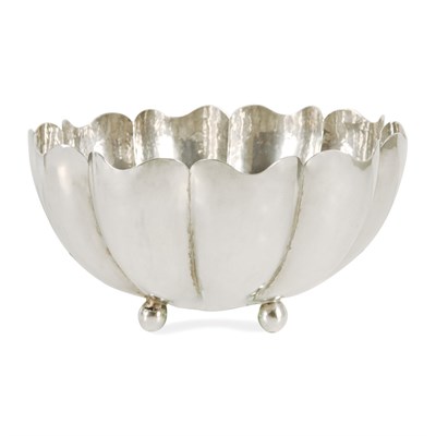 Lot 215 - Mexican Sterling Silver Bowl Of lobed form,...