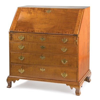 Lot 237 - Chippendale Maple Slant Front Desk Late...
