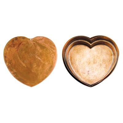 Lot 132 - Group of Five Copper Heart-Form Pans Height of...