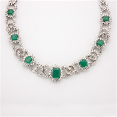 Lot 705 - Emerald and Diamond Necklace