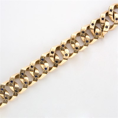 Lot 243 - Gold and Sapphire Curb Link Bracelet