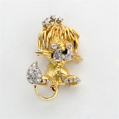 Lot 433 - Gold, Diamond and Enamel Dog Brooch