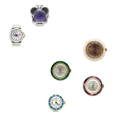 Lot 419 - Group of Six Costume Watch Rings