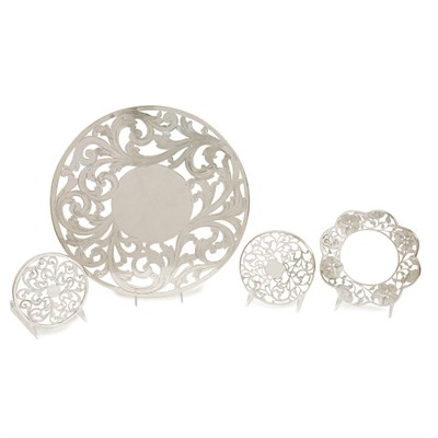 Lot 125 - Group of Four Sterling Silver Overlaid Glass...