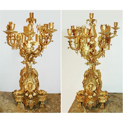 Lot 298 - Pair of Louis XV Style Gilt-Metal Eight-Light...