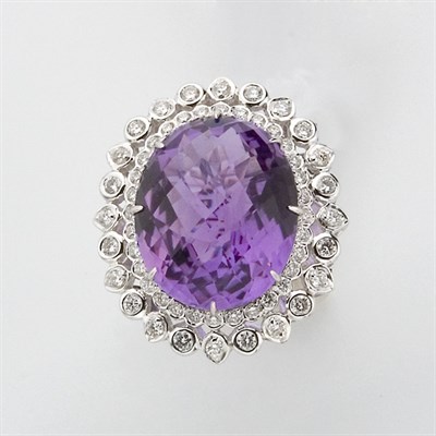 Lot 229 - Amethyst and Diamond Ring