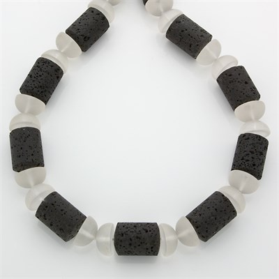 Lot 167 - Rock Crystal and Lava Bead Necklace