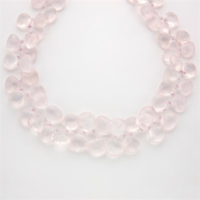 Lot 439 - Rose Quartz, Pink Sapphire and Aquamarine Bead Necklace