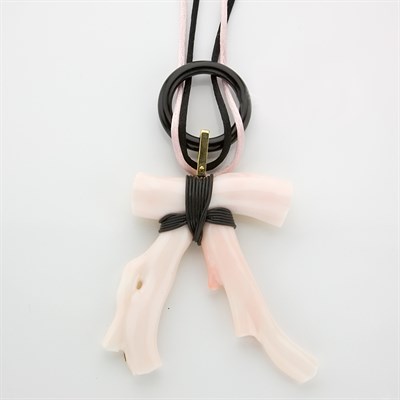 Lot 513 - Coral and Black Onyx Pendant with Cord Necklace