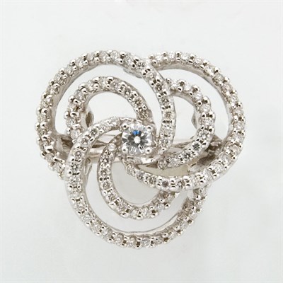 Lot 621 - White Gold and Diamond Flower Ring