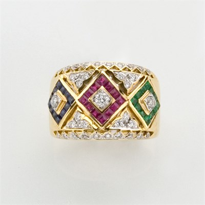 Lot 325 - Gold, Gem-Set and Diamond Band Ring