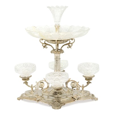 Lot 205 - Late Victorian Silver and Glass Epergne London,...