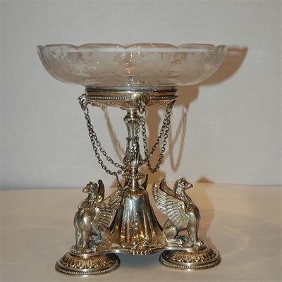 Lot 345 - Victorian Silver Plated and Etched Glass...