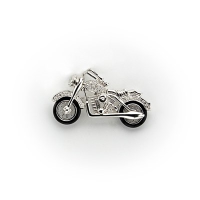 Lot 205 - Diamond and Black Onyx Motorcycle Brooch