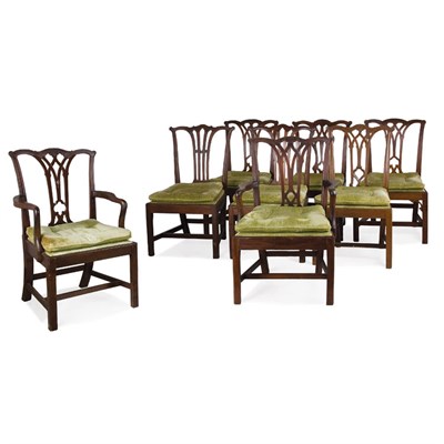 Lot 126 - Assembled Set of Eight Chippendale Style...