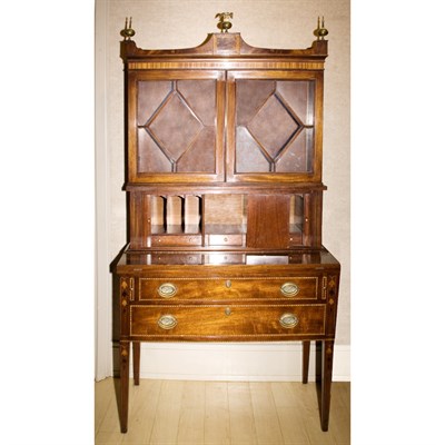 Lot 210 - Federal Style Inlaid Mahogany Tambour...