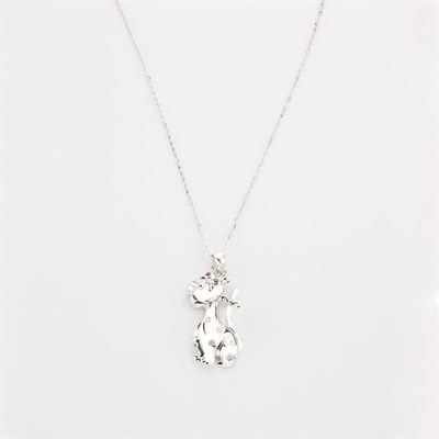 Lot 567 - White Gold, Diamond and Ruby Dog Pendant and Chain