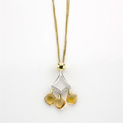 Lot 364 - Gold, Diamond and Citrine Pendant-Necklace