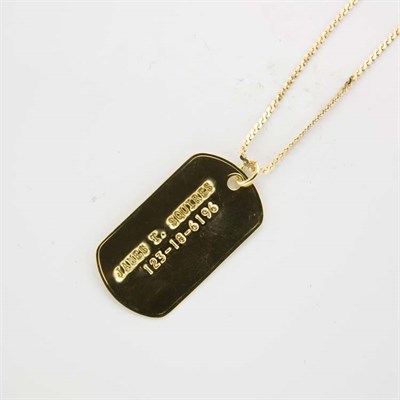 Lot 738 - Gold Dog Tag with Chain, Cartier