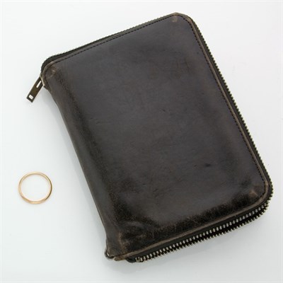 Lot 61 - Gold Wedding Band and Leather Wallet