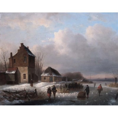 Lot 29 - Louis Smets Belgian, 20th Century Winter Scene...