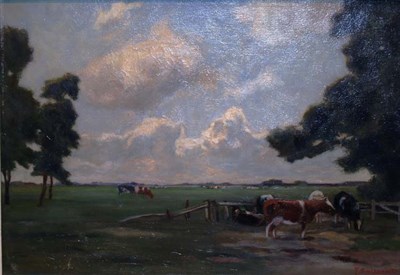 Lot 32 - Frans Smissaert Dutch, 1862-1944 Cattle...