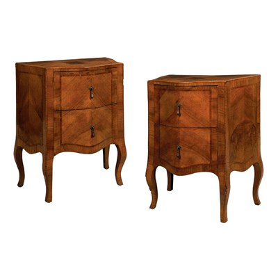 Lot 267 - Pair of Italian Rococo Style Inlaid Fruitwood...