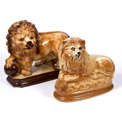 Lot 210 - Group of Five Staffordshire Pottery Figures of...
