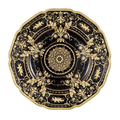 Lot 186 - Black Knight Gilt Decorated Black Porcelain...