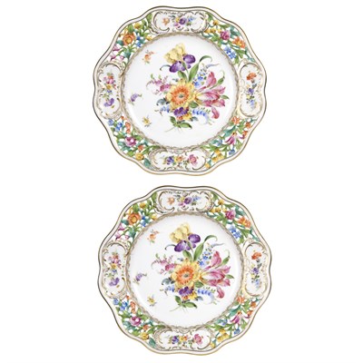 Lot 203 - Assembled Dresden Floral Decorated Porcelain...