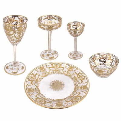 Lot 535 - Louis XVI Style Gilt Decorated Cut Glass...